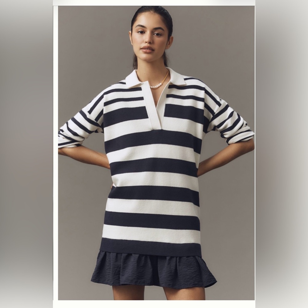 Maeve twofer Polo Mini sweater dress by Anthropologie